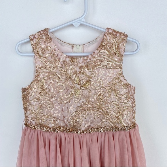 SALE 🛍️ Pink & gold Rare Editions festive formal dress Kids size 5 - Picture 6 of 11